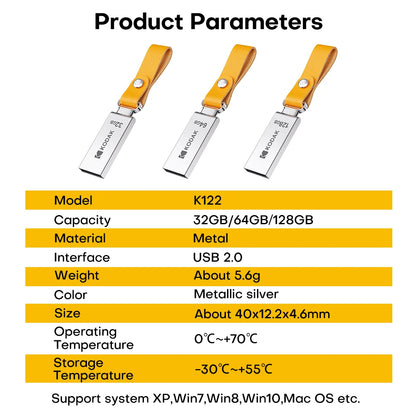 KODAK Mini USB Flash Drive Drive USB Pendrive U Disk Memory Stick 128GB 64GB 32GB USB Storage Key for PC with Leather Band Gift