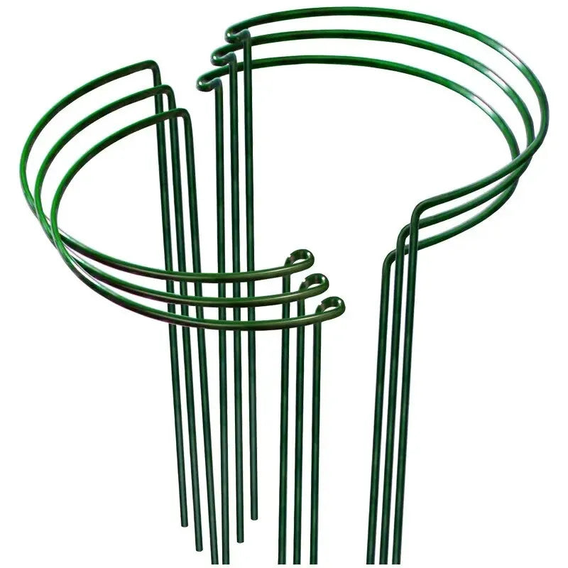 6pcs Tall Plant Support Stakes Metal Half Round Garden Plant Cage And Support Green Plant Support Ring Border For Flower Indoor