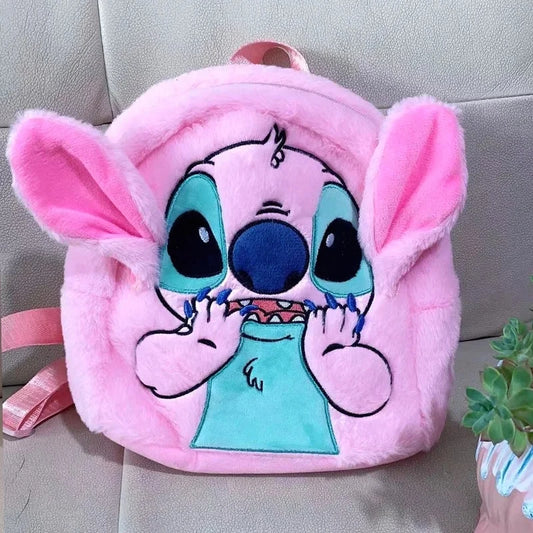 New Disney Stitch Plush Backpack Ins Japanese Blue Funny Cartoon Large-Capacity Student Backpack Kindergarten Bag Child Gift