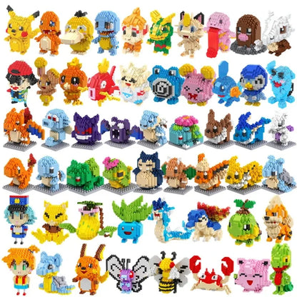 Building Blocks Assembly Anime Picachu Charizard Doll Blastoise Bulbasaur Gengar Bricks Figures Toy for Kid Gift hot