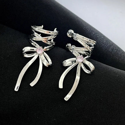 Y2K Girls New Ribbon Aesthetics Ear Clips Ballet Style Ribbon Bow-Knot Ear Cuff Women Korean Fashion Kpop Earring Jewelry Gifts