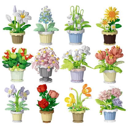 Mini Flower with Pot Micro Building Blocks Toys - Intricate Floral Details, Multiple Styles Available for Home and Office D¨¦cor