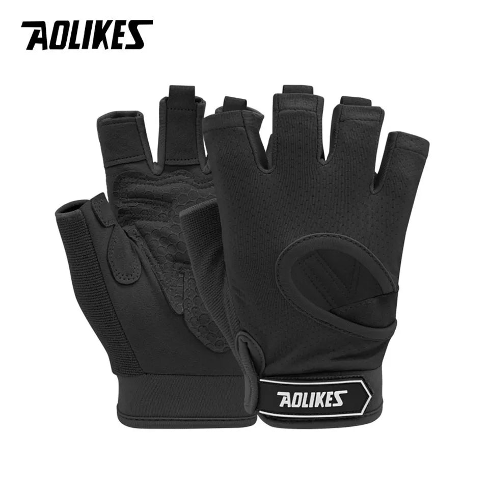 AOLIKES 1 Pair Gym Gloves Body Building Sports Fitness Dumbbell Workout Breathable Gloves for Crossfit Weight Lifting Training