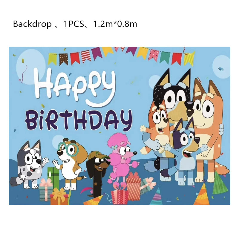 New Bluey Birthday Party Decoration Latex Balloons Bingo Aluminum Film Balloon Disposable Tableware Kids Event Supplies Backdrop