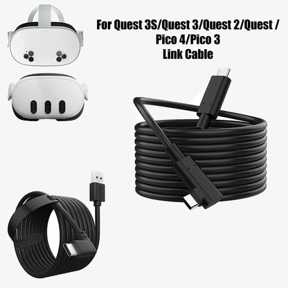 For Quest 2/Quest 3S/Quest 3 USB-C Link Cable ¨C Fast Data Transfer & Charging Cable for Seamless VR Gaming and PC Connectivity