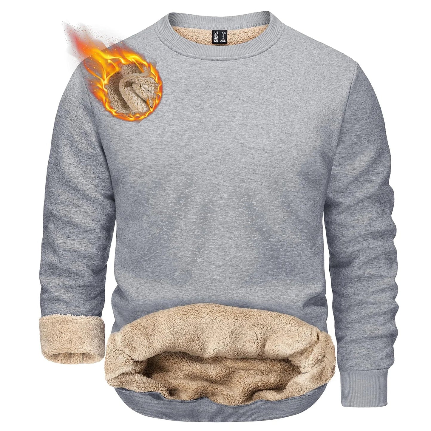 TACVASEN Winter Thicken Fleece Crewneck Sweatshirt Mens Warm Sherpa Lined Heavy Winter Pullover Basic Tops Shirts No Hood Hoodie