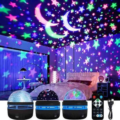 LED Starry Night Light Remote Control Rotating Galaxy Aurora Projection Lamp USB Plug-in Magic Ball Stage KTV Atmosphere Decor