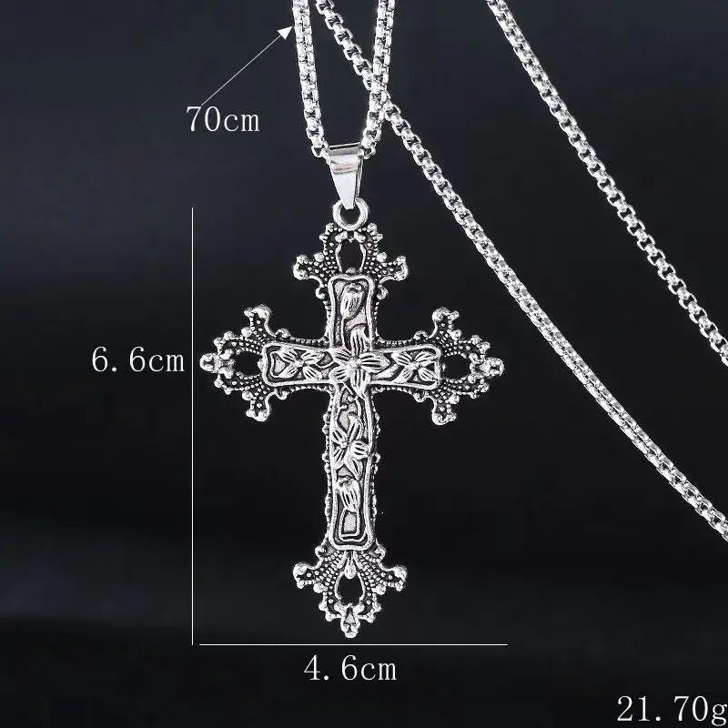 Summer Black Rhinestone Cross Jesus Pendant Choker Necklace for Women Punk Vintage Double Layers Chain 2025 Neck Boho Jewelry