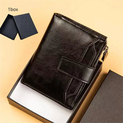 Men's Wallet New Leather Short Vintage Multi-card PU Leather Pop Gift Box Gift