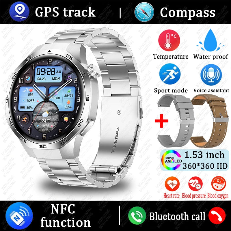 2025 New Watch 5 MAX Smart Watch HD AMOLED Screen NFC GPS Tracker Bluetooth Call Waterproof Sports Health Smartwatch Men Women