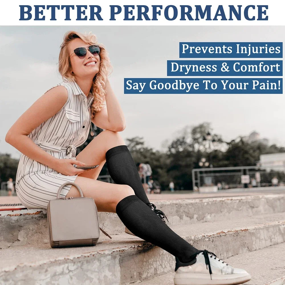 1Pair Copper Fiber Compression Socks Men's Women's Outdoor Sports Socks Happy Interesting Nylon Varicose Veins Diabetes Fitness