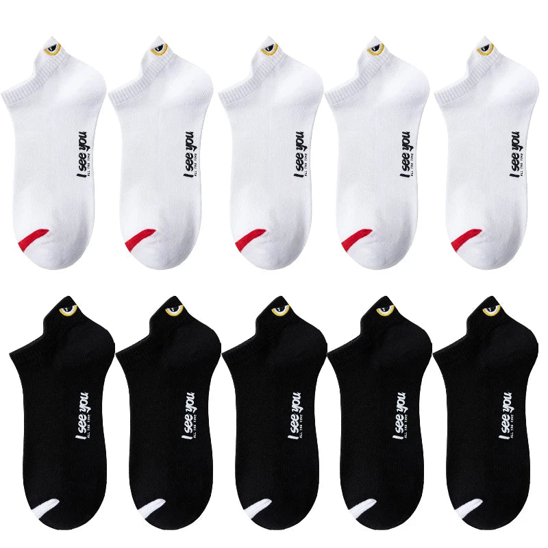 5/10 Pairs Man Short Socks Ankle Boat Socks Breathable Casual Athletic Socks Women Summer Thin Low-Cut Male Socks