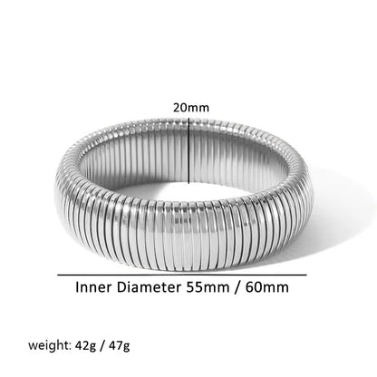 304L Stainless Steel Elastic Bracelet Women 18k Gold Plated Charm Punk Wide Chunky Metal Spiral Bangle pulseras Waterproof