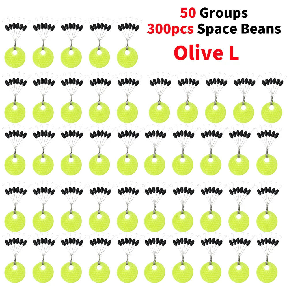 60pcs 10/20 Group Set Rubber Silicon Space Bean Sea Carp Fly Fishing Black Rubber Oval Stopper Fishing Float Fishing Bobber Part