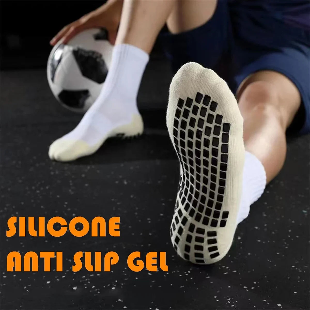 4 Pairs Anti-slip Football Socks Men Woman Non-slip Soccer Basketball Tennis Sport Socks Grip Cycling Riding Yoga Socks