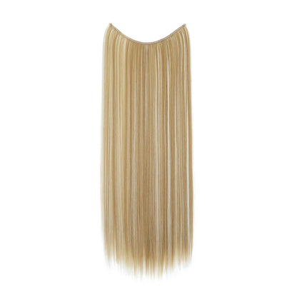 24Inch Synthetic Invisible Hair Extension Fish Line Fake Hairpiece Black Brown Hair Accessorie for Women