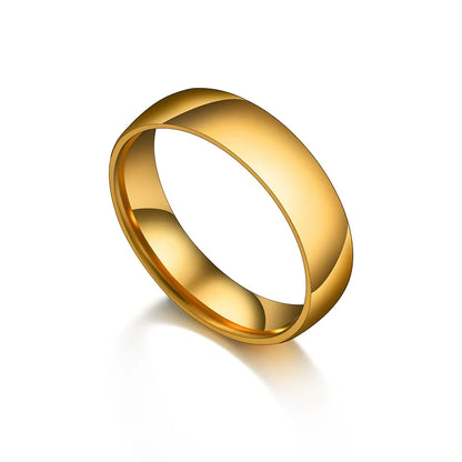 Kissmoon Trendy Stainless Steel High Quality Simple 6MM Men Glossy Ring for Women Couple Weeding Jewelry Banquet Party Gifts