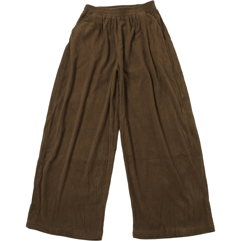 Weird Puss Y2K Casual Wide-Leg Pants Women Autumn Loose Simple Basic Pocket High Waist Trousers Corduroy Streetwear Long Bottoms