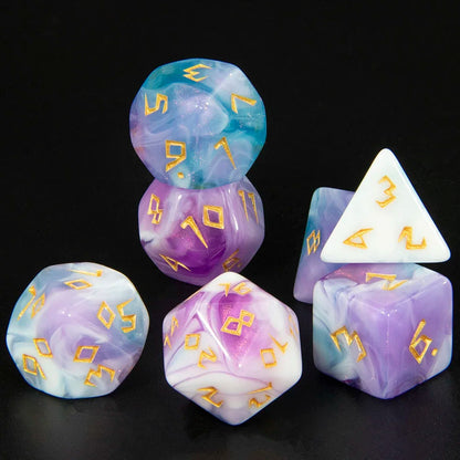 DND Polyhedral Dice Set - 7 Pieces Acrylic Mixed Colour Glitter Games Dice  for Souvenirst Entertainment RPG Board Game