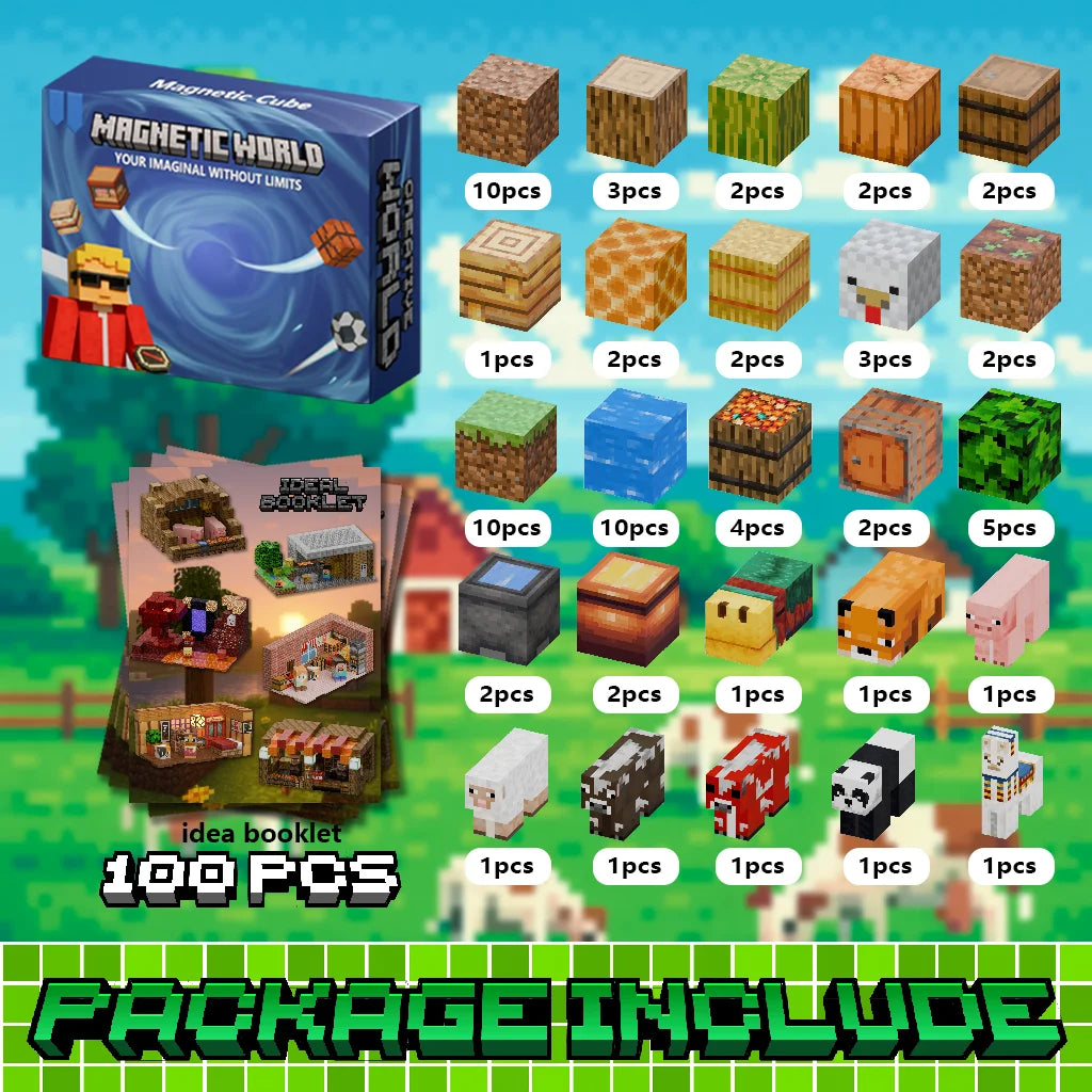 Magnetic Building Blocks Toy Storage Box Set Can Place Figures Magnet Cube Construction Brick Toys Gift for Boys Girls Children