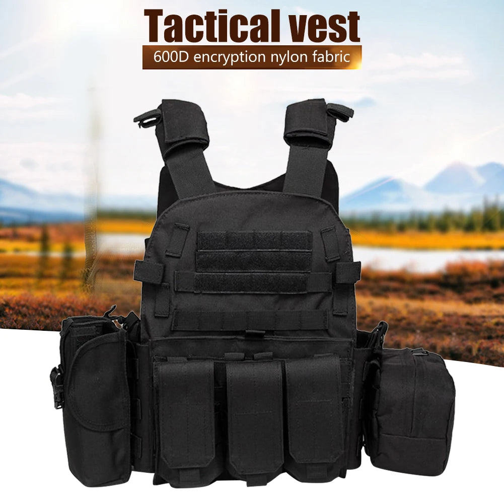 Nylon Tactical Vest Body Armor Hunting Carrier Airsoft Accessories Men Combat MOLLE Camo Military Army Vest Outdoor CS Hunting