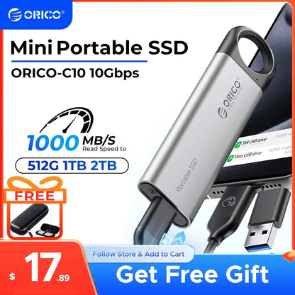 ORICO 1TB External SSD Up to 1050MB/S Hanging Hole Design Portable Solid State Drive Storage PSSD for Tablets Laptops C10