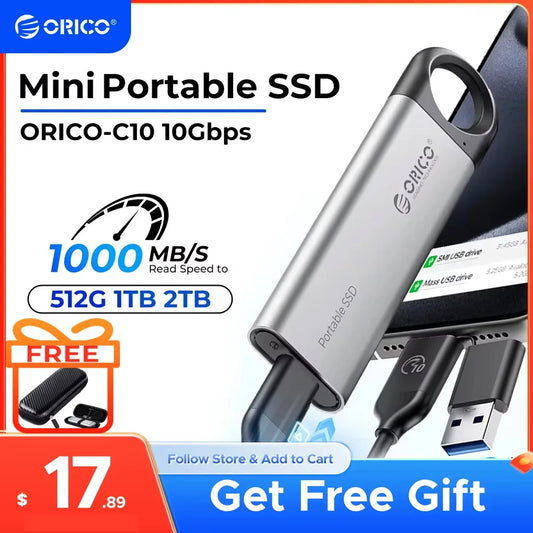 ORICO 1TB External SSD Up to 1050MB/S Hanging Hole Design Portable Solid State Drive Storage PSSD for Tablets Laptops C10