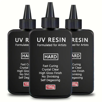 UV Resin 100-300g/random molds 5pc - Upgraded Hard Type Crystal Clear Ultraviolet Curing UV Epoxy Resin for Craft Jewelry Making