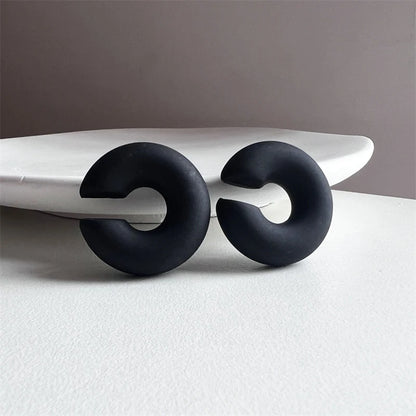 1 Pair Simple Round Circle Clip Earrings For Women C Shape Acrylic Red Blue Black Pink No Pierced Cartilage Lightweight Ear Cuff