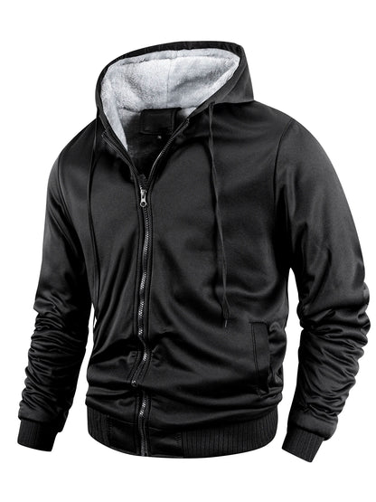 Men Color-Splicing Jacket Winter Warm Fleece Hoodies Outdoor Sports Windproof Baseball Uniform Male Fashion Zipper Thicken Coats