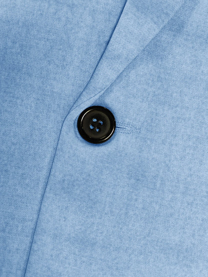 Men's Multi-Flap Pocket Pants Fashionable Slim Two-Button Blue Suit Jacket Suitable for Spring and Autum Business Banquet, Daily Outdoor Casual Men's Suit