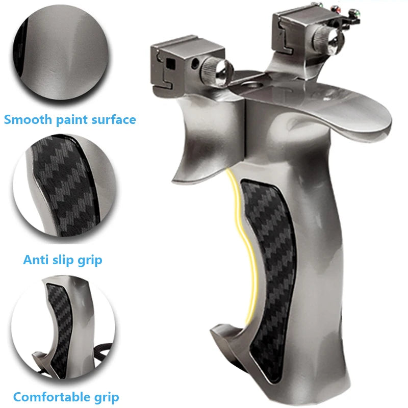 Metal Aiming Slingshot Flat Rubber Band Professional Competitive Slingsshot Outdoor Hunting and Shooting Accessories Package