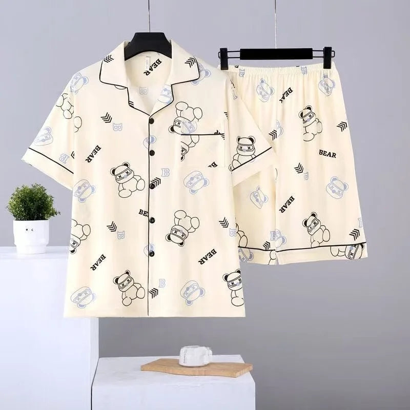 Men's Summer Spwear Set Thin ort Sve ort Pants Oversize Cardigan Home Clothes Lightweight Breathable Comfortable Co...