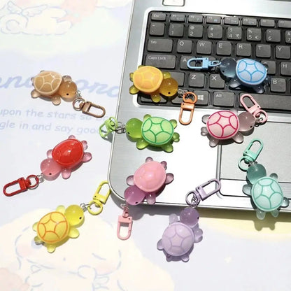 Cute Glow in The Dark Turtle Keychain for Women Girls Backpack Pendant Colorful Tortoise Keyring Student DIY Accessories Gift