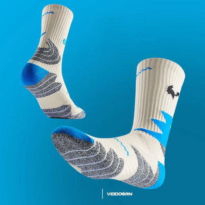 Veidoorn High Quality Sport Socks for Men Mid Calf Length Running Basketball Socks Thicken Non Slip Camping Cycling Stocking