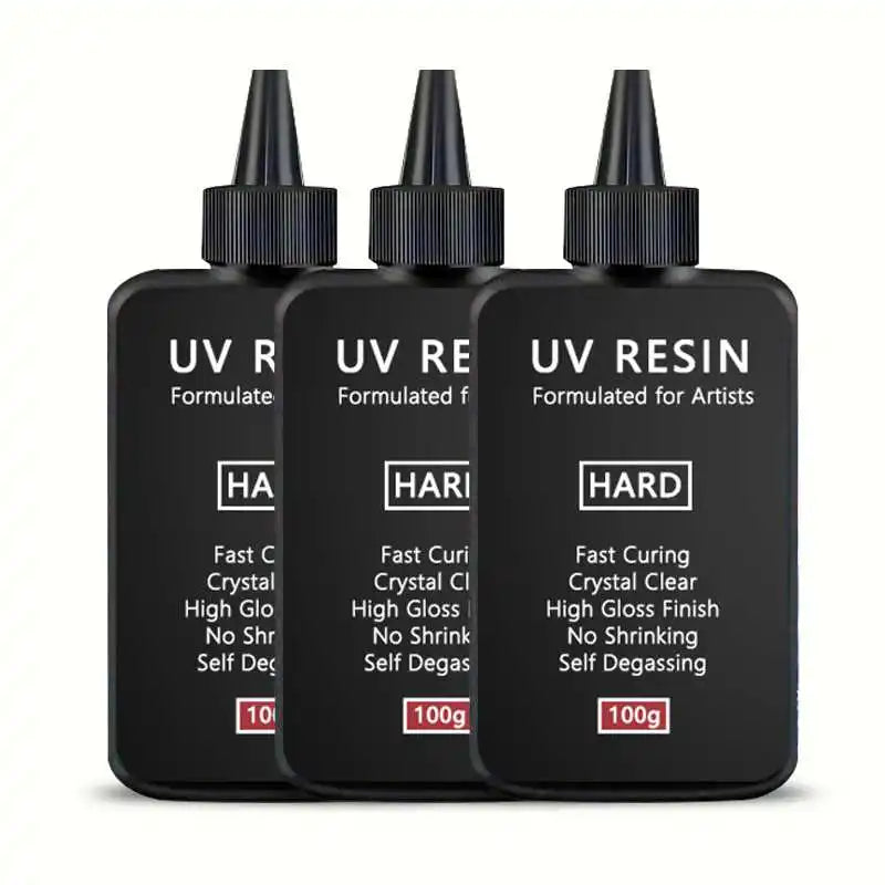 UV Resin 100-300g/random molds 5pc - Upgraded Hard Type Crystal Clear Ultraviolet Curing UV Epoxy Resin for Craft Jewelry Making