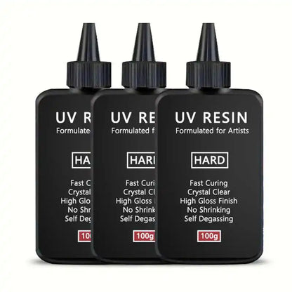 UV Resin 100-300g/random molds 5pc - Upgraded Hard Type Crystal Clear Ultraviolet Curing UV Epoxy Resin for Craft Jewelry Making