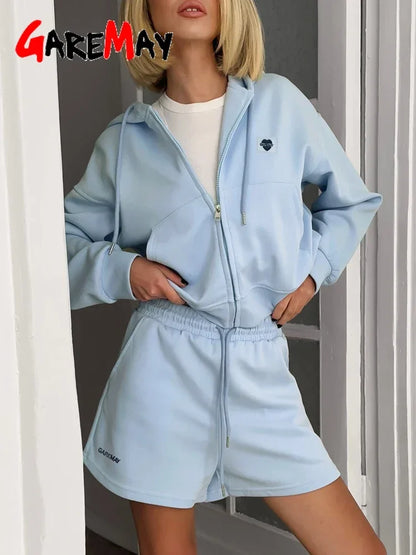 Spring Women's Summer Suit with Shorts Cotton Oversize Pink  Top and Shorts Set Two-piece Casual Tracksuit with Shorts for Women