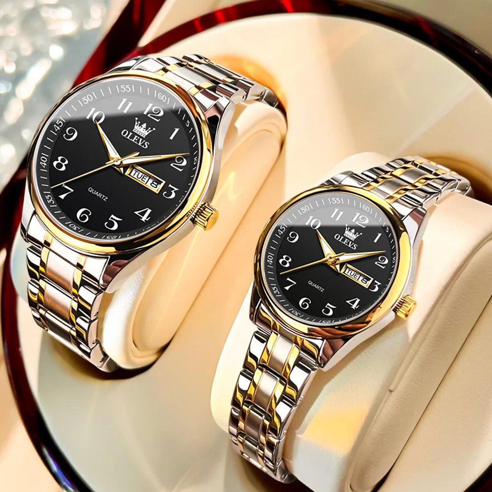 OLEVS 5567 Couple Watches Waterproof Luminous Wristwatch for Lover Date Men¡®s and Women's Wristwatch Simple Fashion