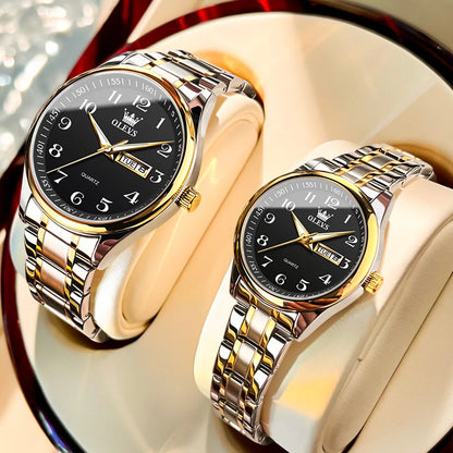 OLEVS 5567 Couple Watches Waterproof Luminous Wristwatch for Lover Date Men¡®s and Women's Wristwatch Simple Fashion