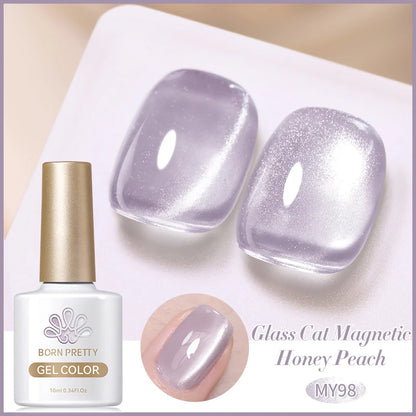 BORN PRETTY 10ml Rainbow Purple Water Light Cat Magnetic Gel Nail Polish Shining Super Sliver-light Holographics Soak Off UV Gel