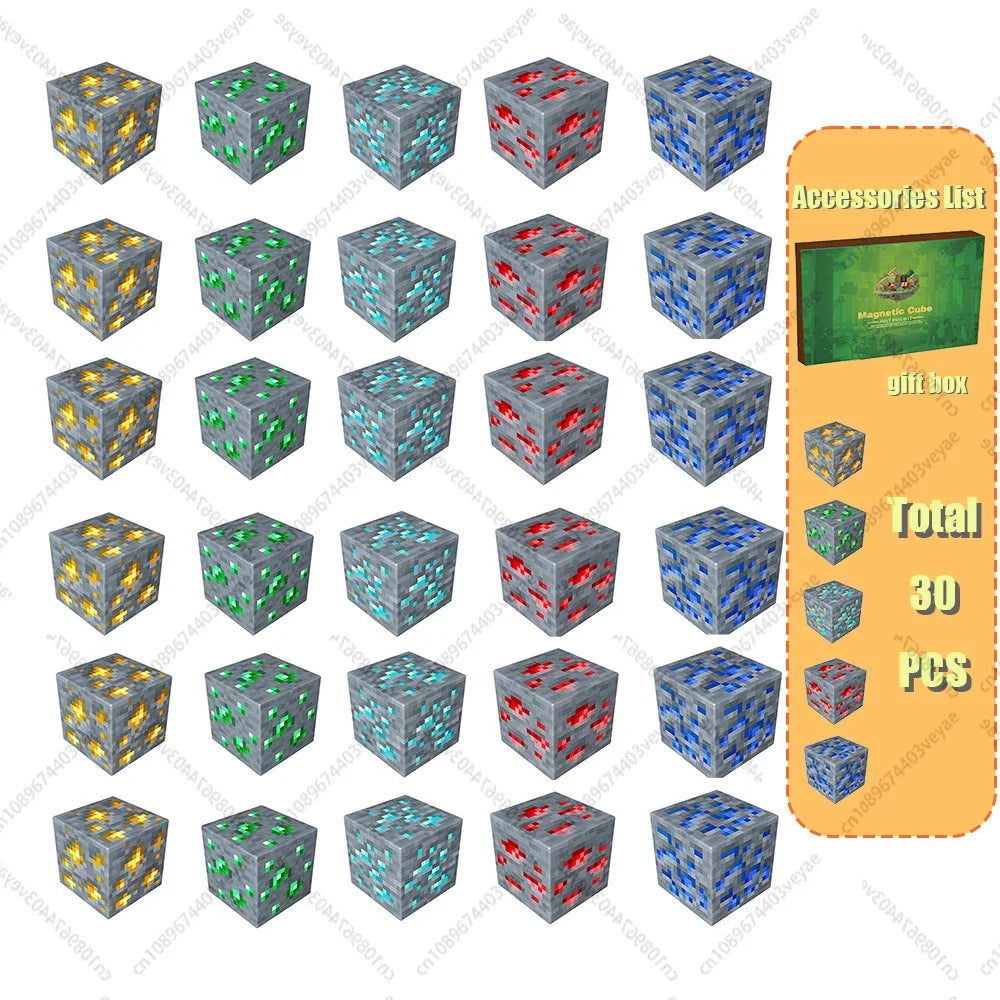 Magnetische Bausteine ​​Mine World Magnetwürfel-Set für Jungen und Mädchen, Kinder ab 3 Jahren, DIY-Modell, Kinder, STEM, sensorisches Spielzeug, Geschenk 