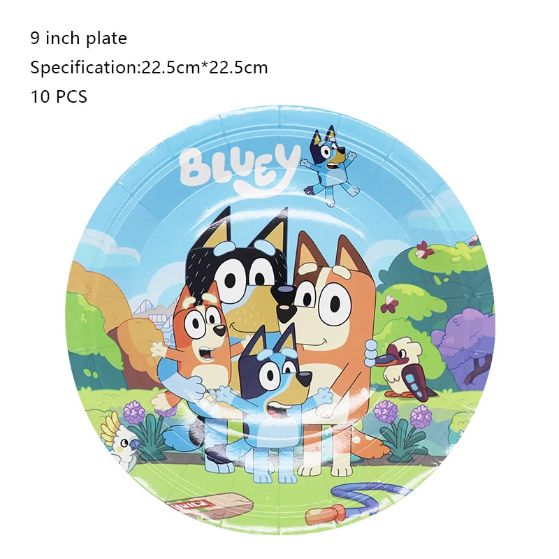 New Bluey Birthday Party Decoration Latex Balloons Bingo Aluminum Film Balloon Disposable Tableware Kids Event Supplies Backdrop