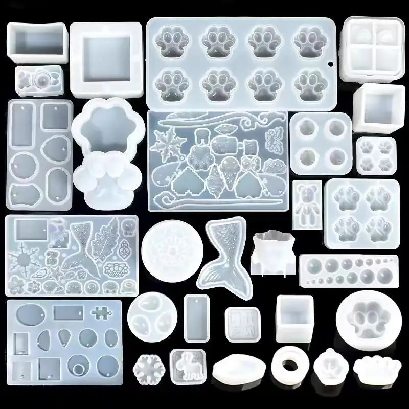 UV Resin 100-300g/random molds 5pc - Upgraded Hard Type Crystal Clear Ultraviolet Curing UV Epoxy Resin for Craft Jewelry Making