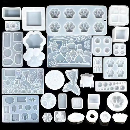 UV Resin 100-300g/random molds 5pc - Upgraded Hard Type Crystal Clear Ultraviolet Curing UV Epoxy Resin for Craft Jewelry Making