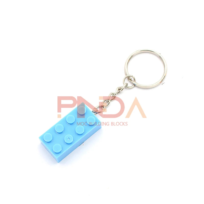 10Pcs MOC 2x4 Schlüssel Kette Bausteine ​​Kreative Geschenk mit MOC Ziegel Keychain Ziegel Platte Kompatibel 