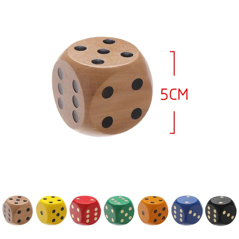 5cm 1pc New Solid Wood Point Entertainment items 6-Sided Game Round Sieve Chess Props Wooden Dice Big Color Dice