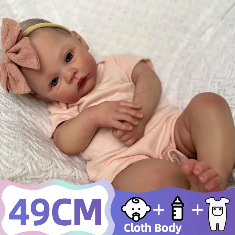 18inch Reborn Baby Doll Meadow Girl Full Vinyl Body 100% handmade 3D Skin Collectible Art Doll Toy Birthday Christmas Gift