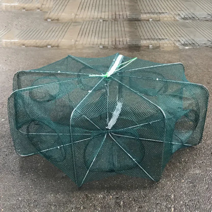 6/8/10 Holes Mesh Portable Fishing Net Cage Folding Crayfish Catcher Casting Fish Crab Crayfish Shrimp Smelt Eels Traps fishing