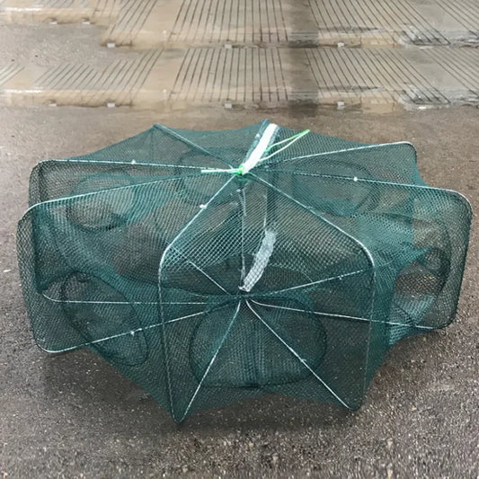 6/8/10 Holes Mesh Portable Fishing Net Cage Folding Crayfish Catcher Casting Fish Crab Crayfish Shrimp Smelt Eels Traps fishing